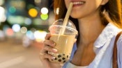 Woman drinking bubble tea