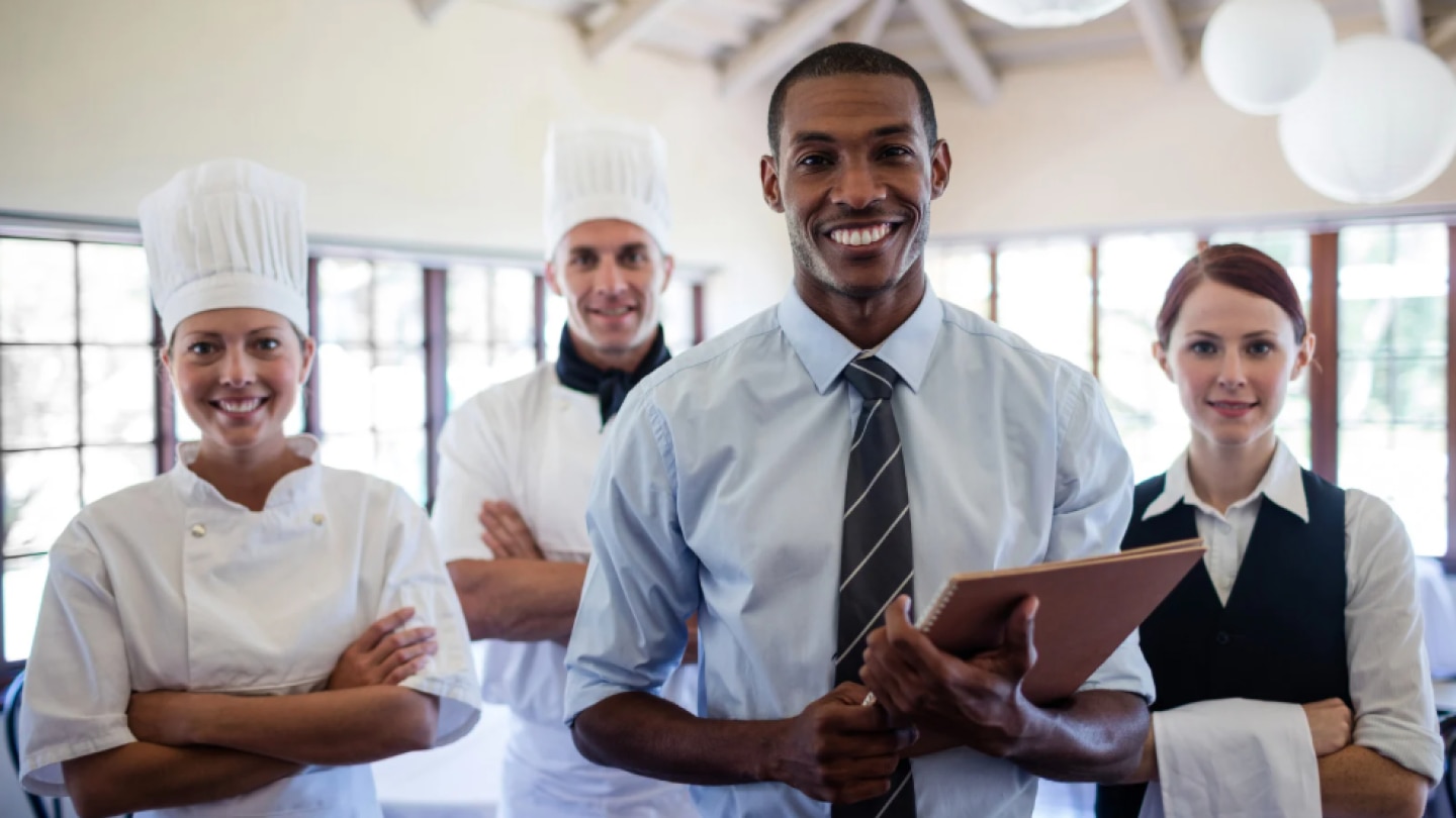 restaurant workers smiling